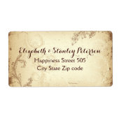 bruin-beige-rolbladtrouwlabel etiket (Voorkant)