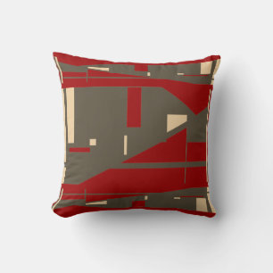 Bruin Beige Rood Mediterraan Kunstmozaïek Abstract Kussen