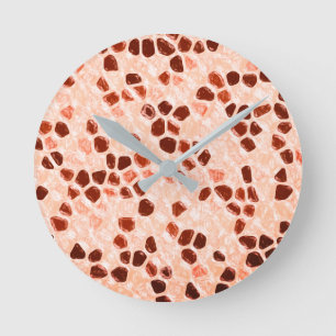 Bruin-beige roze koraal Sinaasappel Ronde Klok