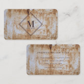 Bruin Beige Rust Metallic Textuur Monogram Initiaa Visitekaartje (Voorkant / Achterkant)