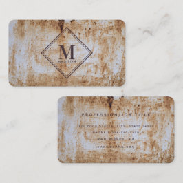 Bruin Beige Rust Metallic Textuur Monogram Initiaa Visitekaartje