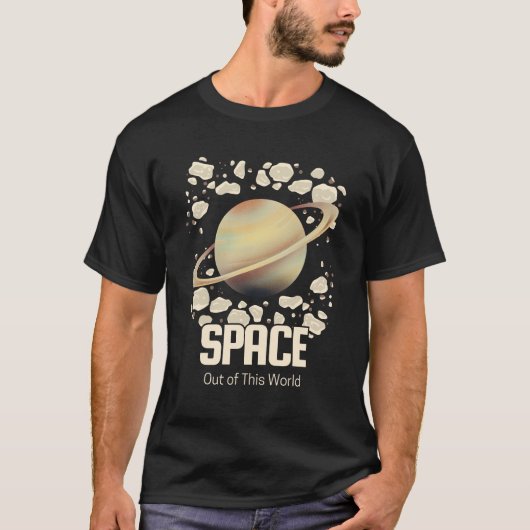 Bruin beige Saturnus Planeet T-shirt (Voorkant)