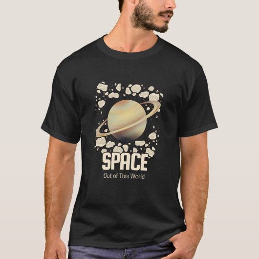 Bruin Beige Saturnus Planeet T-shirt (Voorkant)