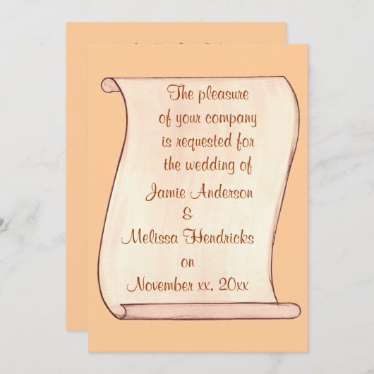 Bruin & Beige Scroll Bruiloftsuitnodigingen Kaart (Voorkant / Achterkant)