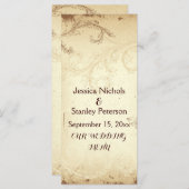 bruin, beige scroll leaf bruiloft menukaart (Voorkant / Achterkant)