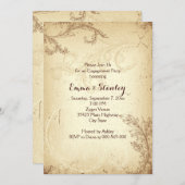  bruin beige scroll leaf verlovingsfeest kaart (Voorkant / Achterkant)