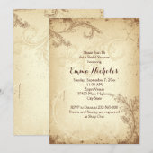  bruin beige scroll leaf vrijgezellenfeest kaart (Voorkant / Achterkant)