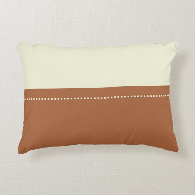 Bruin Beige Streep Kleurenblok Accent Kussen (Voorkant)
