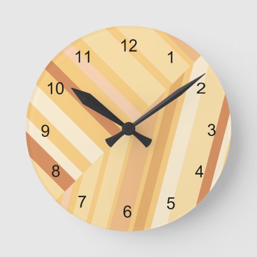 Bruin beige strepes ronde klok (Voorkant)