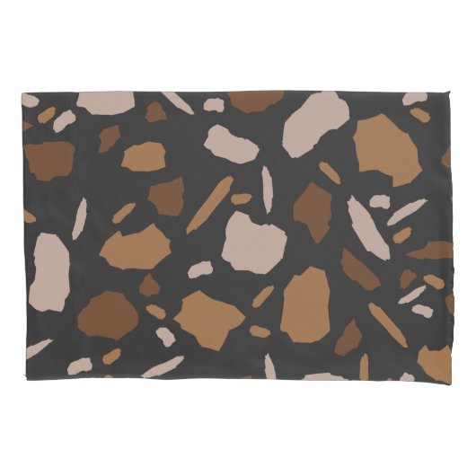 Bruin, beige, Tan en Grey Terrazzo Marble Kussensloop (Voorkant)