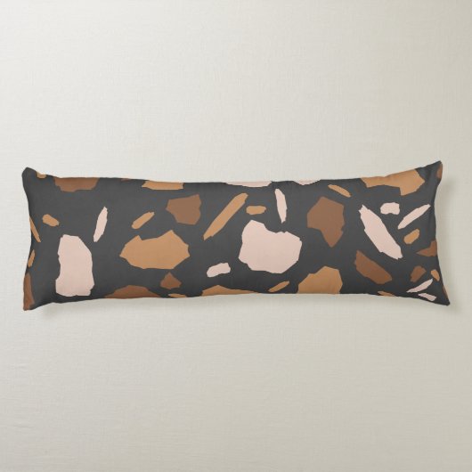 Bruin, beige, Tan en Grey Terrazzo Marble Lichaamskussen (Achterkant)