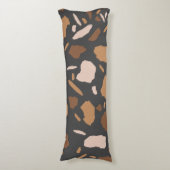 Bruin, beige, Tan en Grey Terrazzo Marble Lichaamskussen (Voorkant Verticaal)