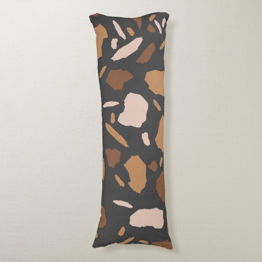 Bruin, beige, Tan en Grey Terrazzo Marble Lichaamskussen (Voorkant Verticaal)