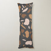 Bruin, beige, Tan en Grey Terrazzo Marble Lichaamskussen (Achterkant (Verticaal))