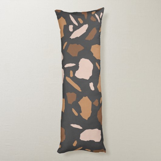 Bruin, beige, Tan en Grey Terrazzo Marble Lichaamskussen (Achterkant (Verticaal))