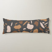 Bruin, beige, Tan en Grey Terrazzo Marble Lichaamskussen (Voorkant)