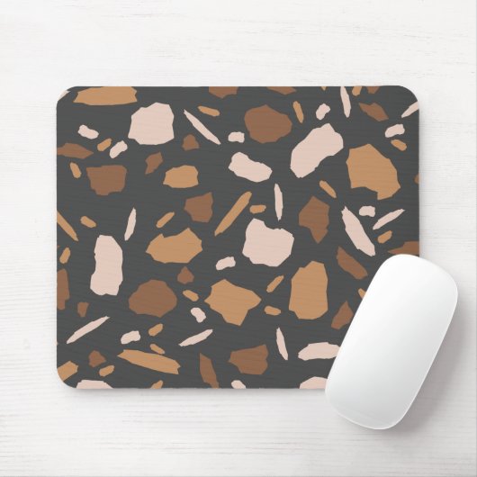 Bruin, beige, Tan en Grey Terrazzo Marble Muismat (Met muis)