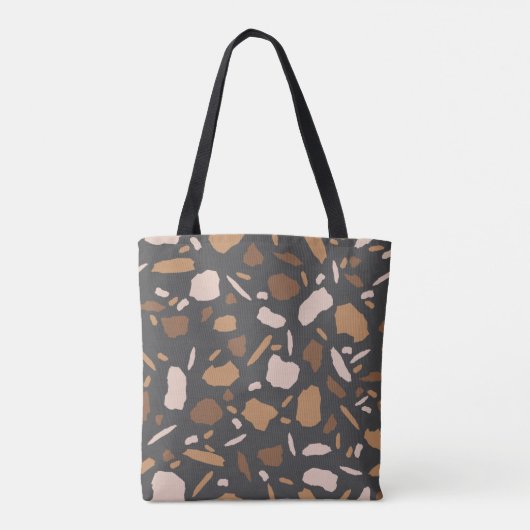 Bruin, beige, Tan en Grey Terrazzo Marble Tote Bag (Achterkant)