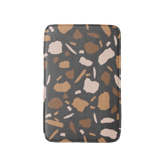 Bruin, beige, Tan en Grey Terrazzo Pattern Badmat (Voorkant Verticaal)