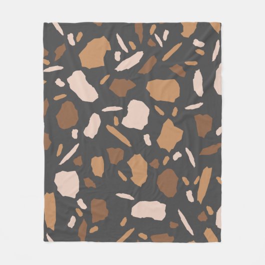 Bruin, beige, Tan en Grey Terrazzo Pattern Fleece Deken (Voorkant)