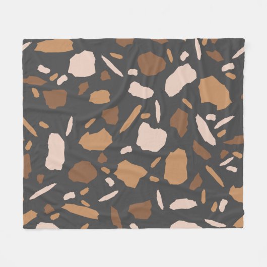 Bruin, beige, Tan en Grey Terrazzo Pattern Fleece Deken (Voorkant (Horizontaal))