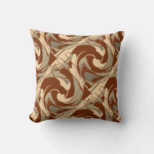 Bruin Beige Tan Mediterrane Diagonale Art Print Kussen