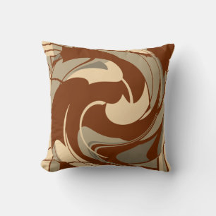 Bruin Beige Tan Mediterrane Kunst Bloemenmozaïek Kussen