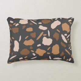 Bruin, Beige, Taupe en Grijs Terrazzo Marmer Accent Kussen