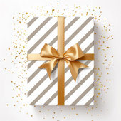 Bruin beige Taupe Witte Strepen Patroon Cadeaupapier