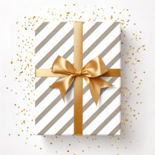 Bruin beige Taupe Witte Strepen Patroon Cadeaupapier