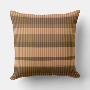 Bruin beige tinten gestreept verticaal patroon kussen