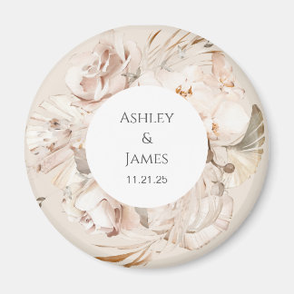 Bruin-beige tuinbouillon voor de bruiloft magneet