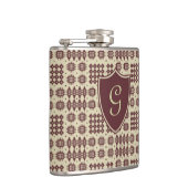 Bruin, beige Welsh Tapestry Monogram Hip Flask Heupfles (Rechts)