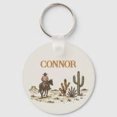 Bruin Beige Western Cowboy Sleutelhanger (Voorkant)
