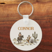 Bruin Beige Western Cowboy Sleutelhanger (Voorkant)