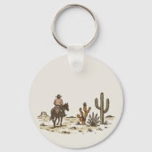 Bruin Beige Western Cowboy Sleutelhanger (Achterkant)