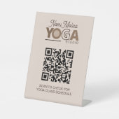 Bruin Beige Yoga Studio Klasse Schema QR Code Reclamebord Met Voetstuk (Voorkant)