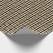 Bruin Beige Zwart Plaid Patroon Cadeaupapier (Hoek)