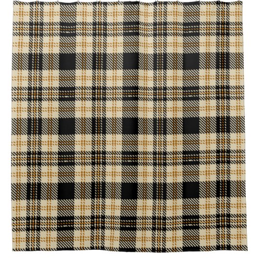 Bruin Beige Zwart Plaid Patroon Douchegordijn (Voorkant)