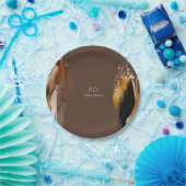 Bruin beige zwarte goudwaterverf papieren bordje (Feest)