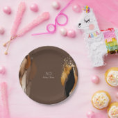 Bruin beige zwarte goudwaterverf papieren bordje (Feest)