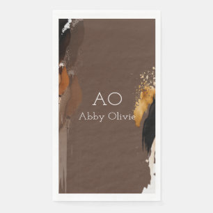 Bruin beige zwarte goudwaterverf servet