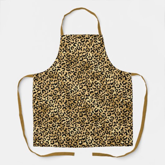 Bruin, beige, zwarte luipaard dier print patroon schort (Voorkant)