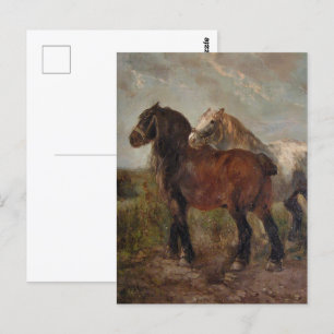 Bruin Belgisch trekpaard Fine Art Schilderij: Briefkaart