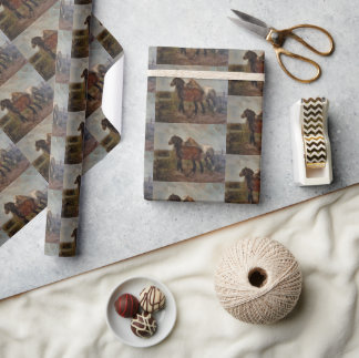 Bruin Belgisch trekpaard Fine Art Schilderij: Cadeaupapier