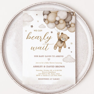 Bruin Beren ballon Baby shower Kaart