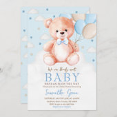 Bruin Beren ballon Baby shower Kaart (Voorkant / Achterkant)