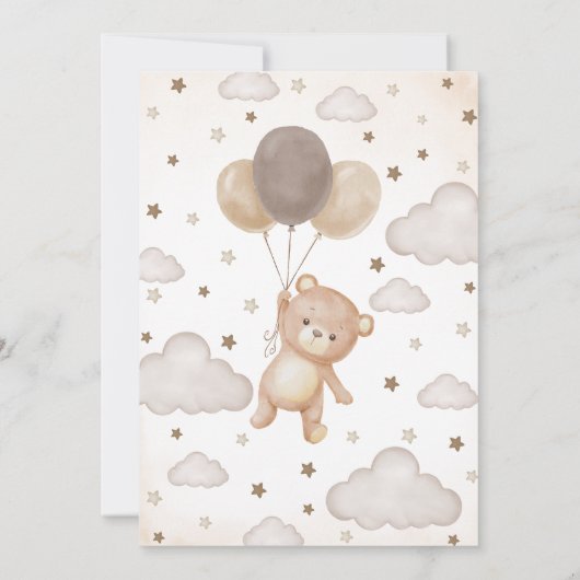 Bruin Beren ballon Baby shower Kaart (Achterkant)