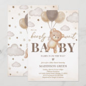 Bruin Beren ballon Baby shower Kaart (Voorkant / Achterkant)