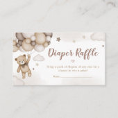 Bruin Beren ballon Baby shower luier Raffle Informatiekaartje (Voorkant)